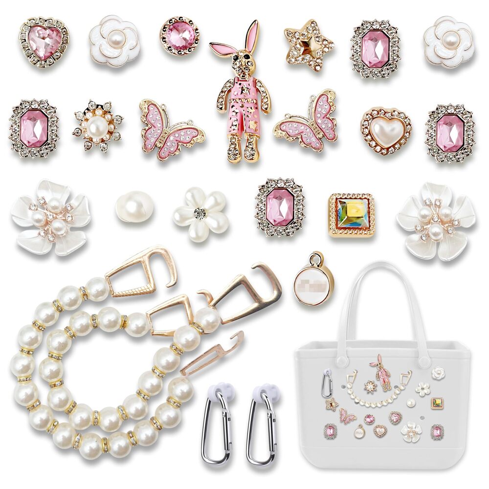 3519 Charms Fit for Bogg Bag - 22Pcs Flowers Butterflies Charm Accessories